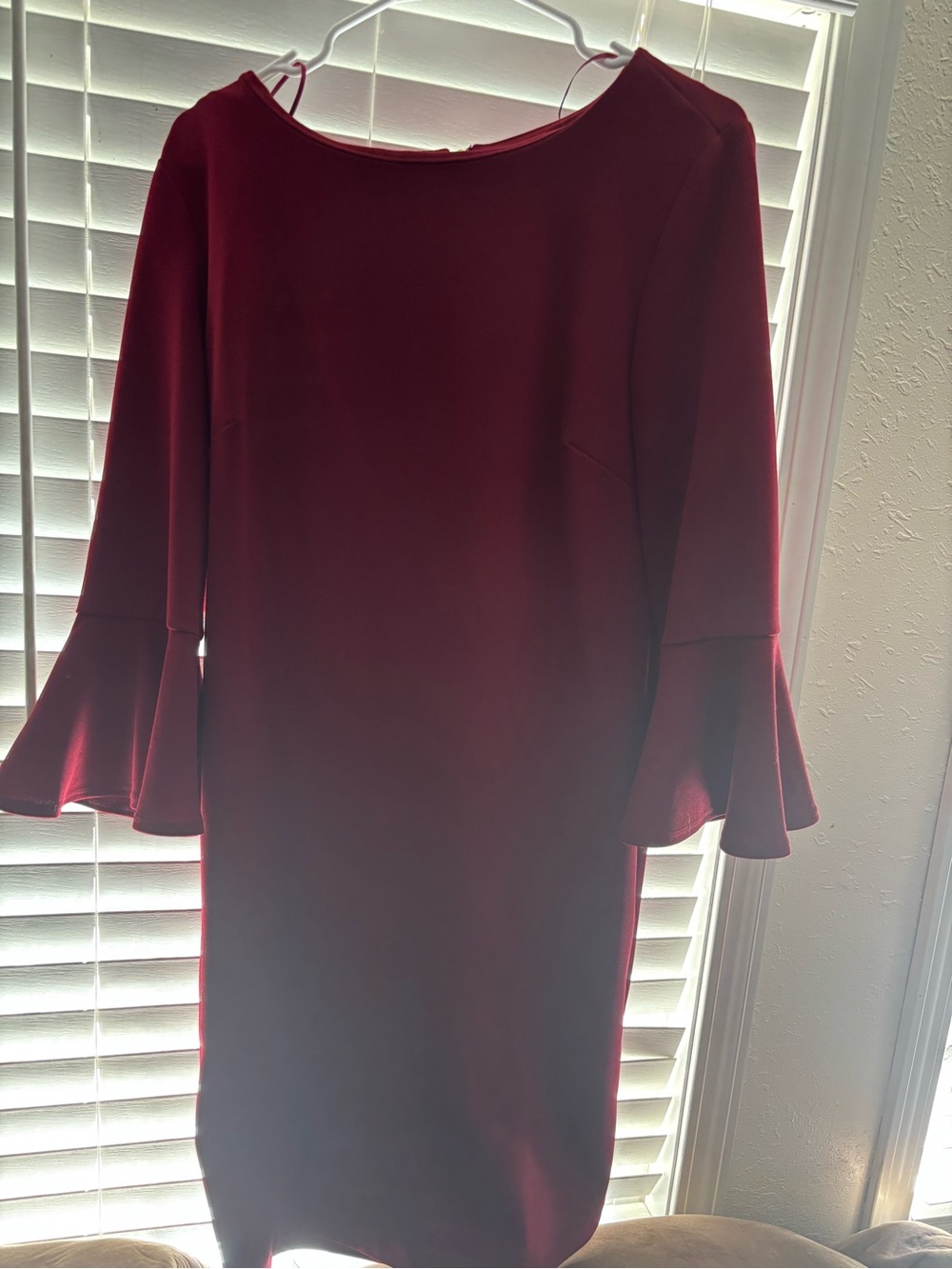Liz Claiborne Wine Bell-Sleeve Shift Dress